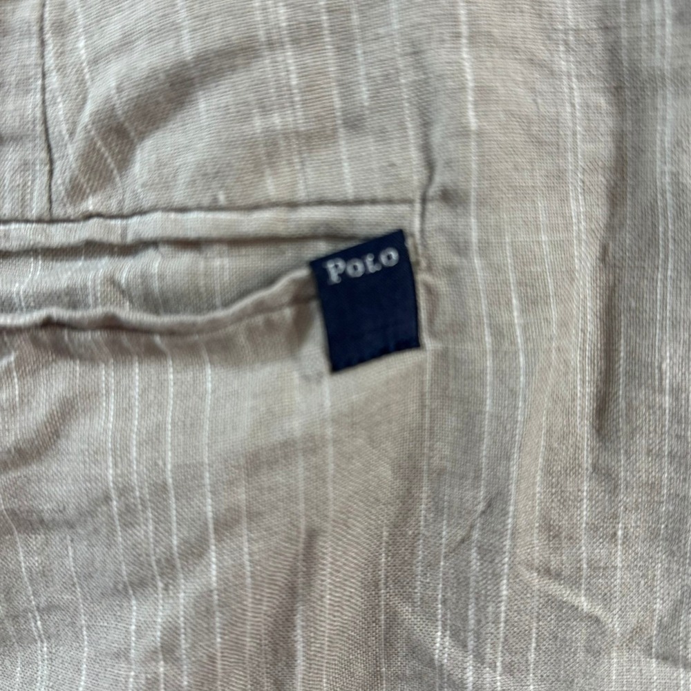 Polo Ralph Lauren Mens Pinstripe Pleated Shorts Tan Side Buckle30/30 1357124ACHH - Picture 4 of 7